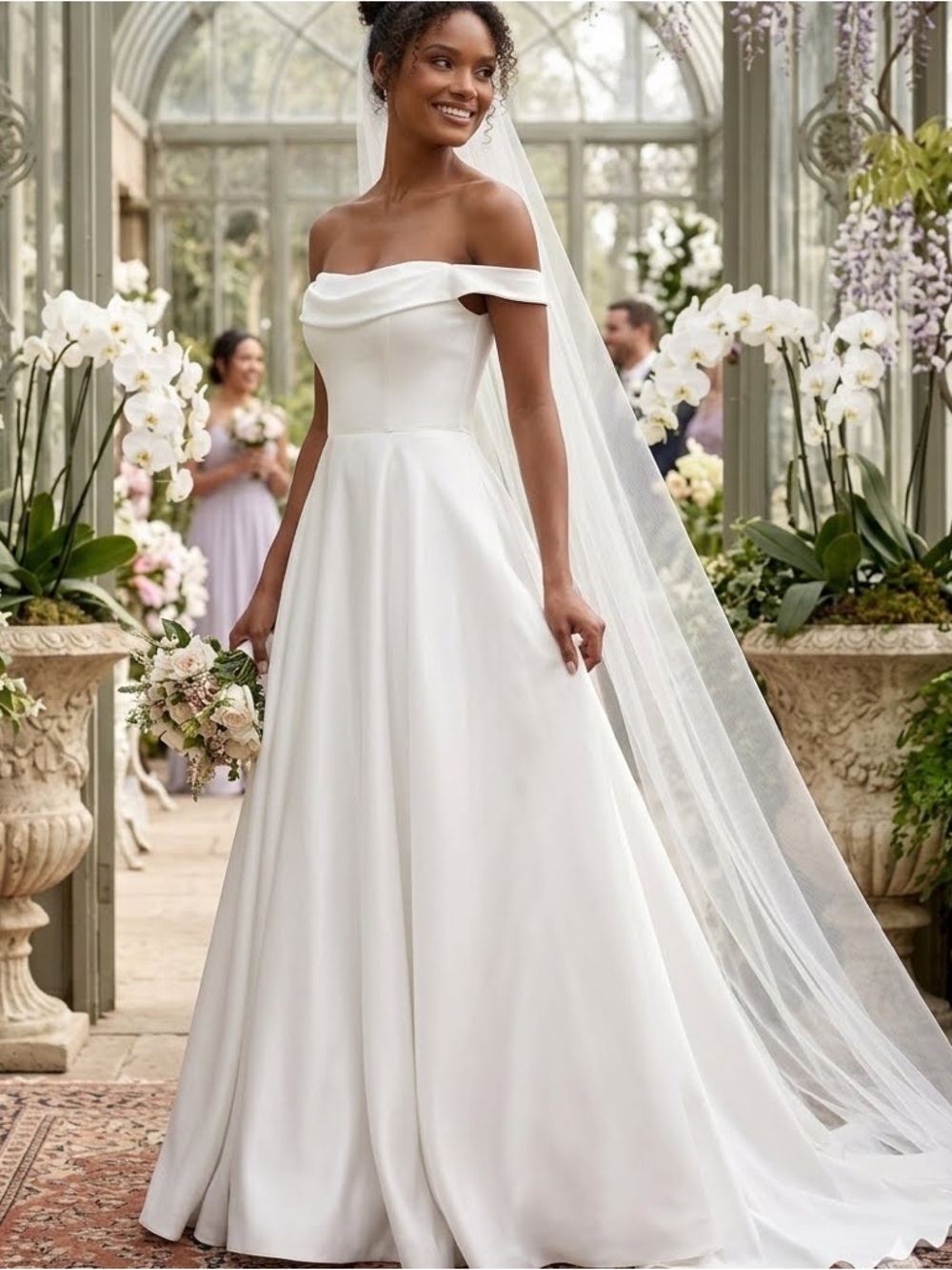 New Lulus Extraordinary White Vow Off-Shoulder A-Line White Bridal Gown Medium